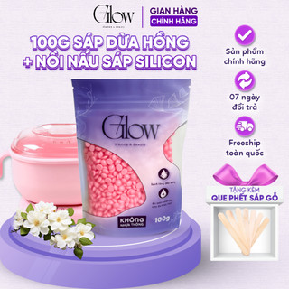Nồi Điện Silicon Chống Dính + 100g Sáp Wax Lông Cao Cấp GLOW WAXING TẶNG QUE CHE TÊN 1092