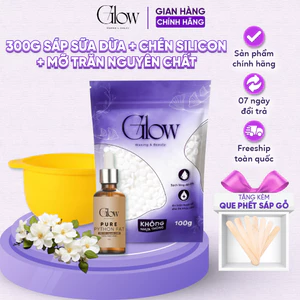 Combo 300Gr Sáp Dừa Cao Cấp GLOWWAXING + Chén Silicon Nấu Sáp + Mỡ Trăn Nguyên Chất 10ml CHE TÊN