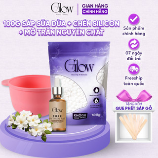 Combo 100Gr Sáp Dừa Cao Cấp GLOWWAXING + Chén Silicon Nấu Sáp + Mỡ Trăn Nguyên Chất 10mlCHE TÊN