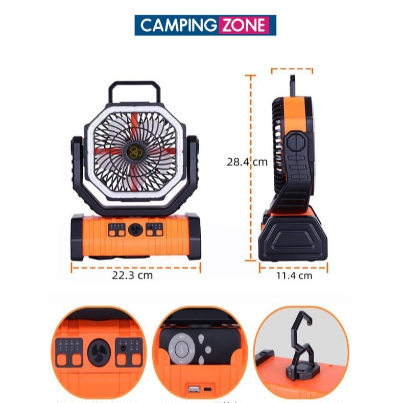 Quạt Sạc Tích Điện Cắm Trại Dã Ngoại  F6, F6S Pin  20000mAh Tích Hợp Đèn, Sạc, Điều Khiển