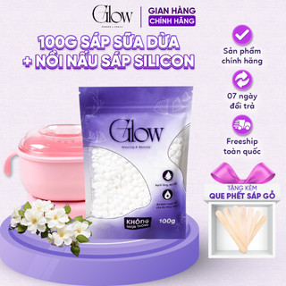 Combo Nồi Nấu Sáp Wax Lông Silicone Chống Dính + 100gr Sáp Dừa Siêu Bám Lông Tặng Que CHE TÊN 1092