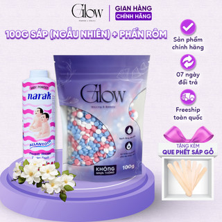 Combo 100gr Sáp Wax Lông GLOW WAXING + Phấn Rôm 25gr Giúp Làm Sạch Và Bám Lông Tốt CHE TÊN