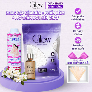Combo 300Gr Sữa Dừa Siêu Bám GLOWWAXING + Phấn Rôm Narak + Mỡ Trăn Nguyên Chất 100% 10ML CHE TÊN