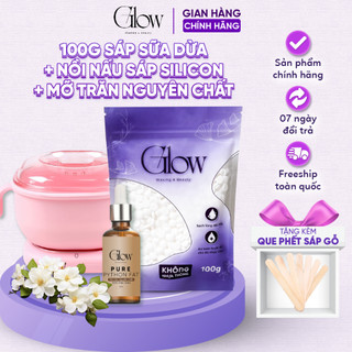Combo Nồi Nấu Sáp Silicon Gấp Gọn + 100Gr Sáp Dừa Cao Cấp GLOWWAXING + Mỡ Trăn Nguyên Chất CHE TÊN