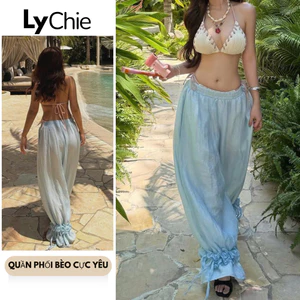 Quần Tơ 2 Lớp Ống Phối Bèo Có Dây Rút Điều Chỉnh - Lychie