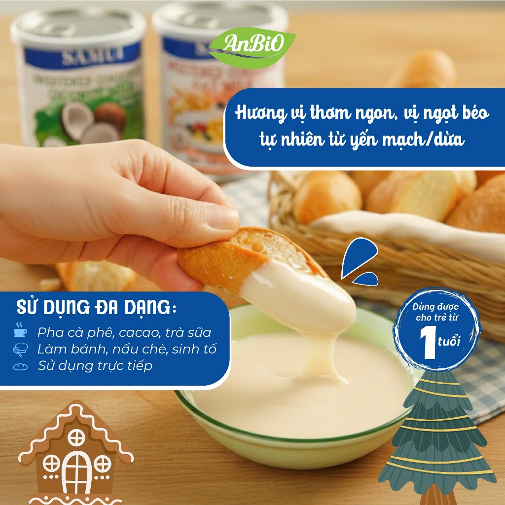 Sữa đặc thuần chay SAMUI 320g Condensed Milk có đường , không đường, yến mạch