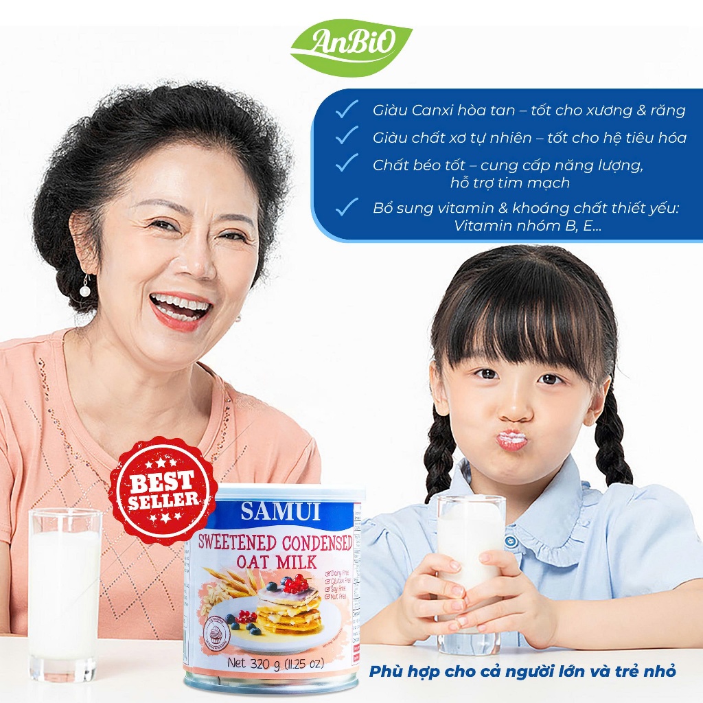Sữa đặc thuần chay SAMUI 320g Condensed Milk có đường , không đường, yến mạch