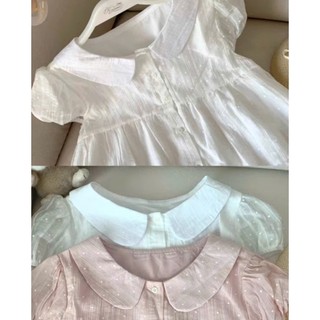 Áo Sơ Mi Cổ Sen Dáng Baybydoll Chấm Bi Chất Voan Mềm Siêu Xinh Cho Mùa Hè Nữ