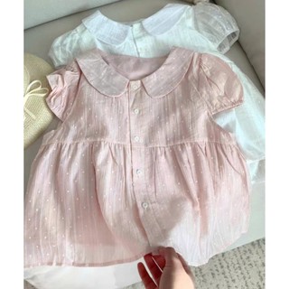 Áo Sơ Mi Cổ Sen Dáng Baybydoll Chấm Bi Chất Voan Mềm Siêu Xinh Cho Mùa Hè Nữ