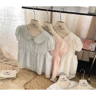Áo Sơ Mi Cổ Sen Dáng Baybydoll Chấm Bi Chất Voan Mềm Siêu Xinh Cho Mùa Hè Nữ