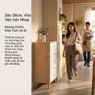 Nido Tủ Ngăn Kéo Tủ Decor 5 Hộc Cho Quầy Cafe Tự Phục Vụ Nhỏ Gọn Hiện Đại Sang Trọng