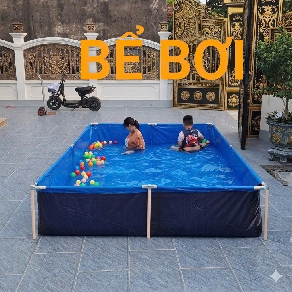 Bể bơi cho các bé tắm mùa hè, bể nuôi thủy sản