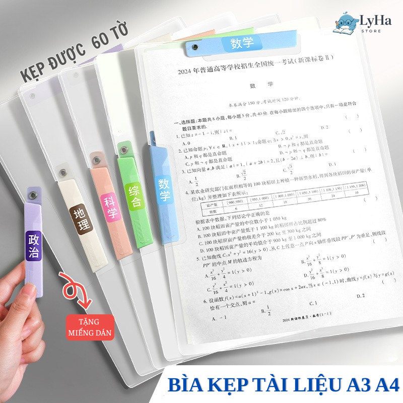 Kẹp Tài Liệu A4 A3 Nhựa Cao Cấp , Gáy Thanh Xoay 90 độ Chắc Chắn Kẹp Tài Liệu, Đề Cương Từng Môn Học
