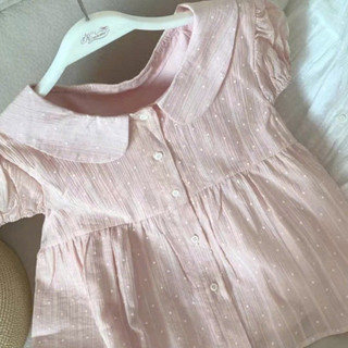 Áo Sơ Mi Cổ Sen Dáng Baybydoll Chấm Bi Chất Voan Mềm Siêu Xinh Cho Mùa Hè Nữ
