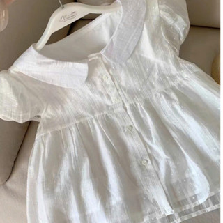 Áo Sơ Mi Cổ Sen Dáng Baybydoll Chấm Bi Chất Voan Mềm Siêu Xinh Cho Mùa Hè Nữ