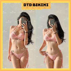 Bikini DTS set bikini 2 mảnh CARO áo bản ngang xoắn ngực quần lọt nhỏ ôm mông, hàng cao cấp(sẳn hàng-hoả tốc)