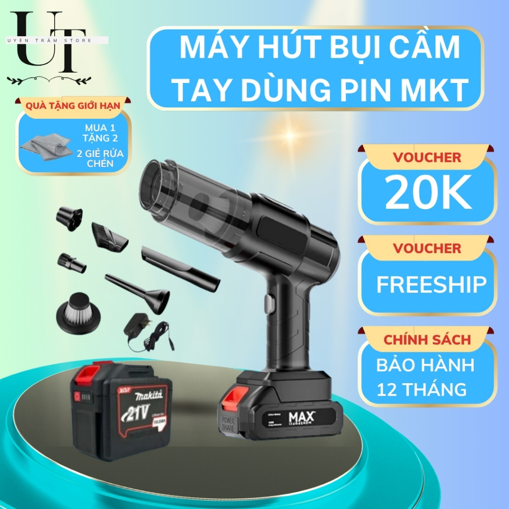 Máy Hút Bụi Cầm Tay Chạy Pin MaKiTa Công Suất Lớn, Máy Hút Bụi Chạy Pin Chân Phổ Thông M21, Tiện Lợi, Dễ Sử Dụng