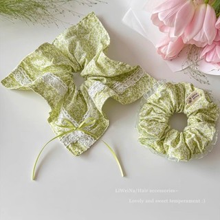 Scrunchies cột tóc vintage hoa li ti vải xốp phồng to nhiều kiểu dáng