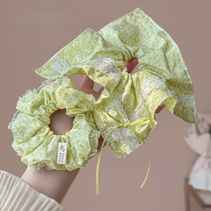 Scrunchies cột tóc vintage hoa li ti vải xốp phồng to nhiều kiểu dáng