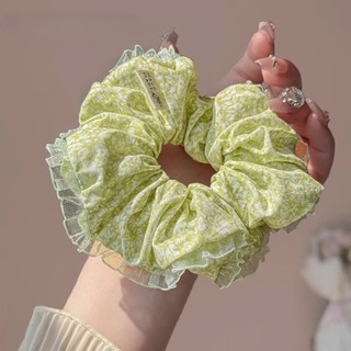 Scrunchies cột tóc vintage hoa li ti vải xốp phồng to nhiều kiểu dáng