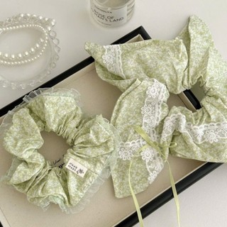 Scrunchies cột tóc vintage hoa li ti vải xốp phồng to nhiều kiểu dáng