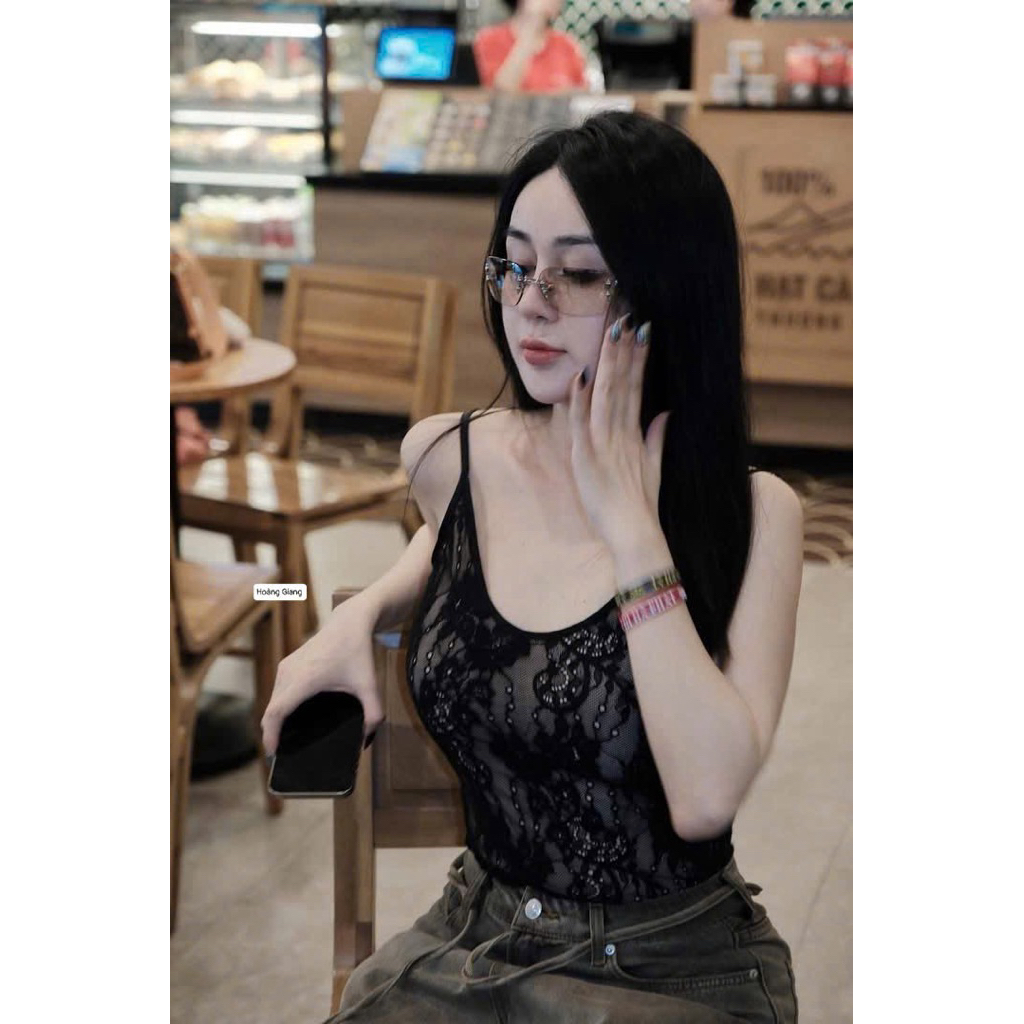 Áo ren 2 dây dáng bodysuit mix đồ siu xinh có dây tăng giảm