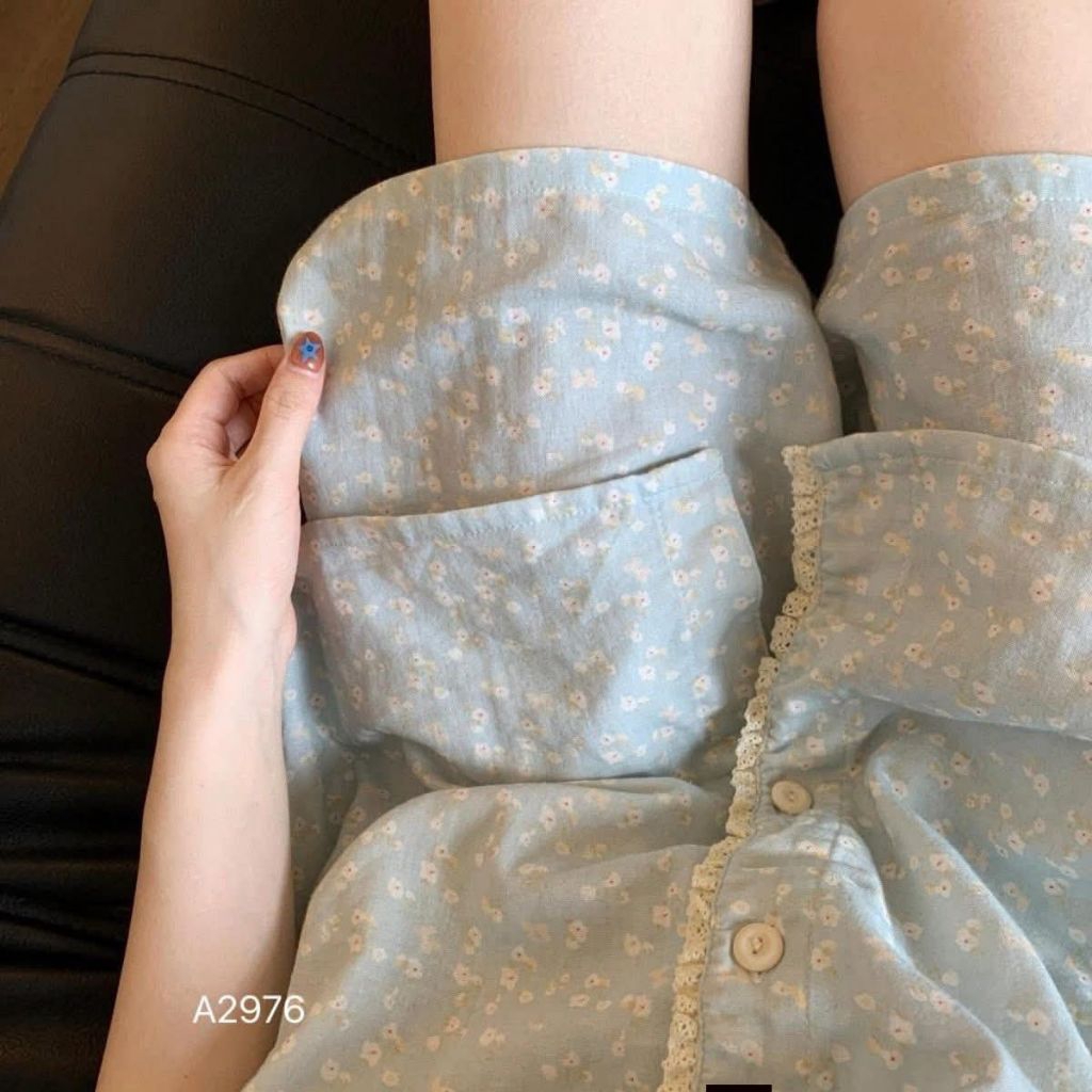 Bộ đũi hoa nhí màu xanh dịu mát ( hàng qc)