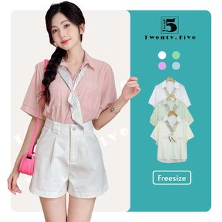 Áo Sơ Mi Nữ Cổ Đức Kèm Caravat Thiết Kế Sang Trọng | [TwentyFive Fashion] - 4683M