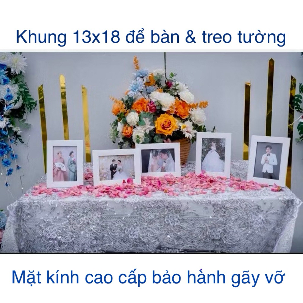 Khung Ảnh 13×18 Để Bàn (Mặt Kính) Có Gắn Kèm Móc Treo.