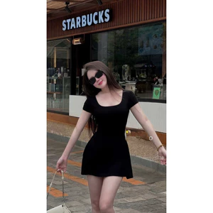 𝑪𝒉𝒐𝒄𝒐•Váy Thun Cổ Viền Form Xoè Kèm Quần