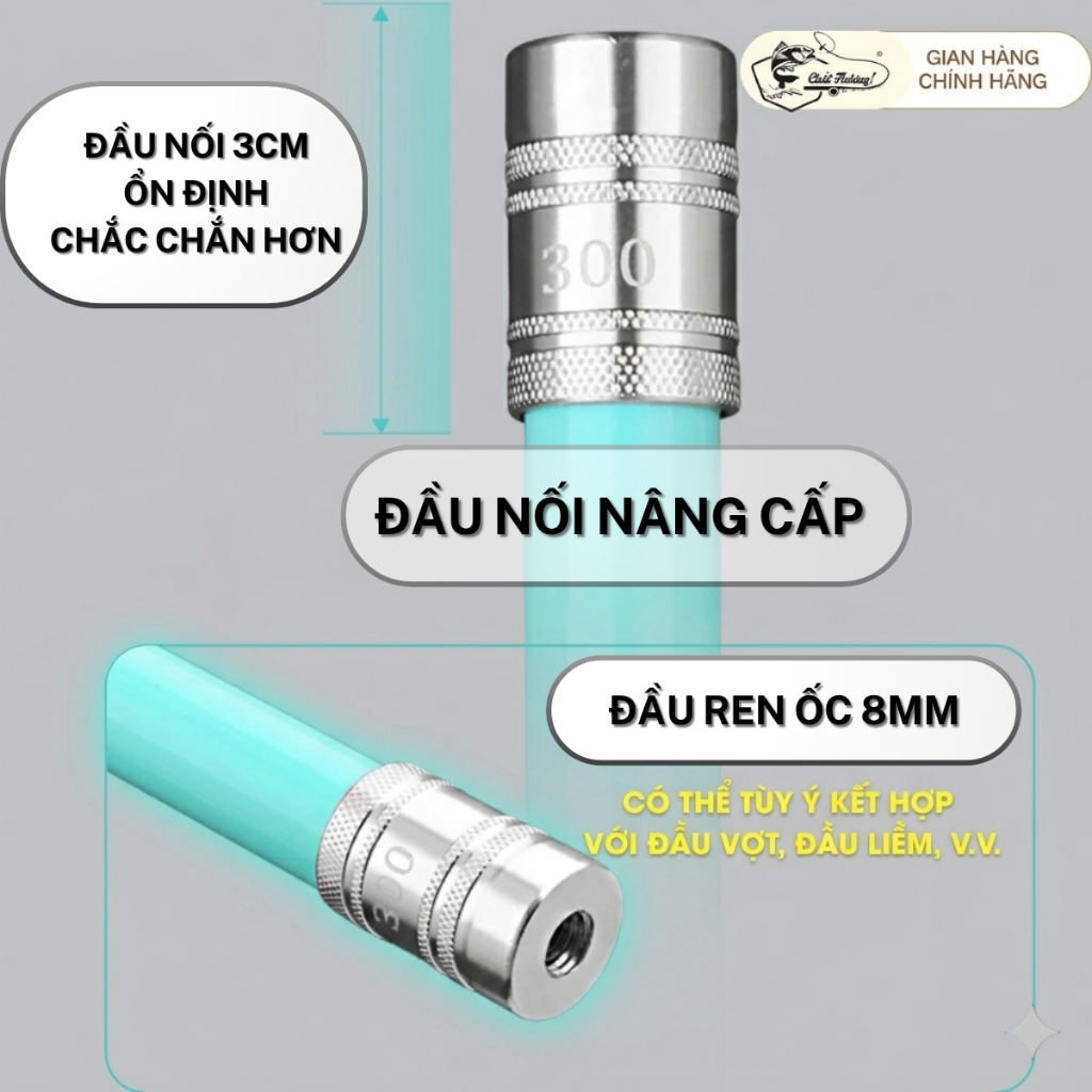 Cán Vợt 35H Săn Hàng - Khỏe - Nhẹ - Cứng - Đầu Ren 8mm