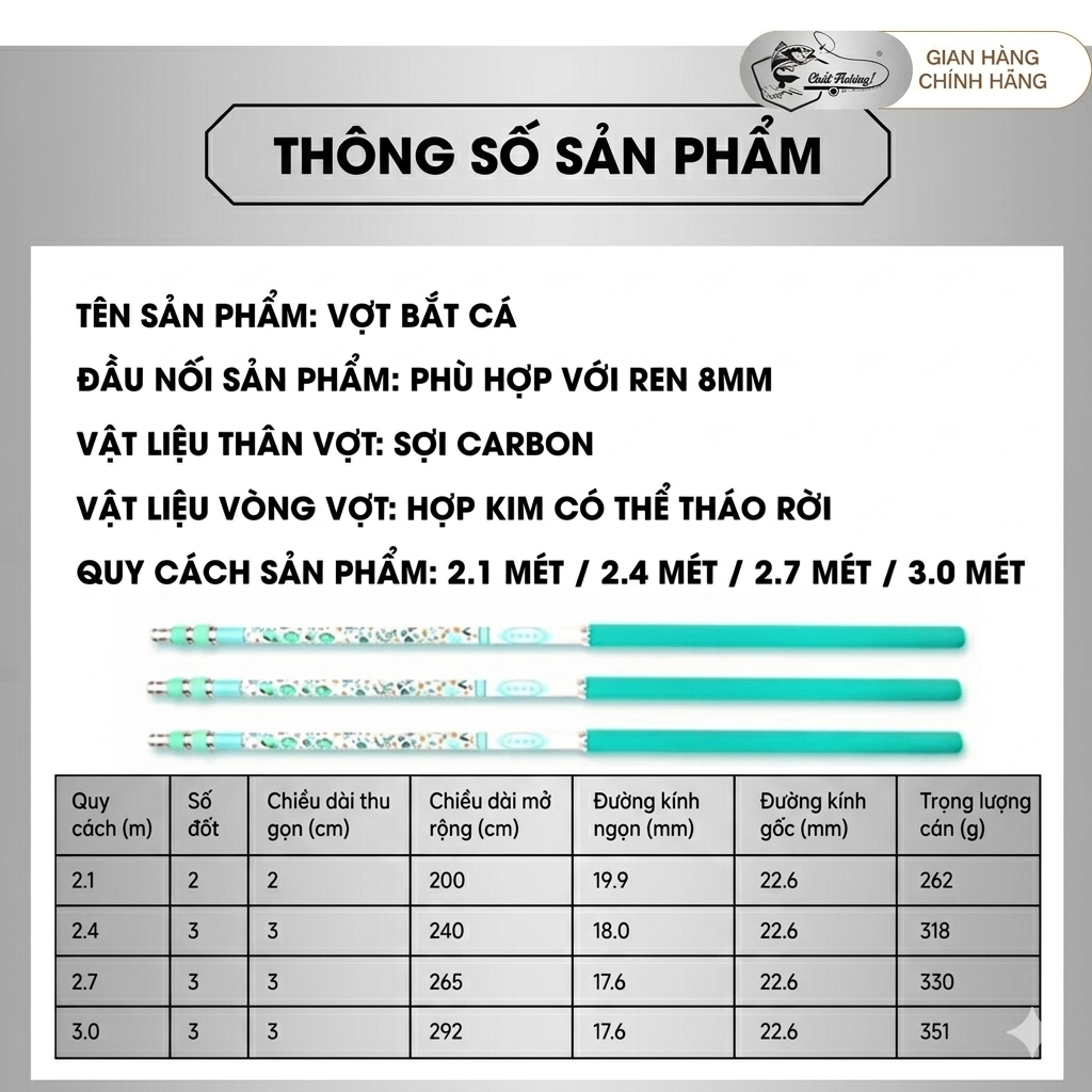 Cán Vợt 35H Săn Hàng - Khỏe - Nhẹ - Cứng - Đầu Ren 8mm