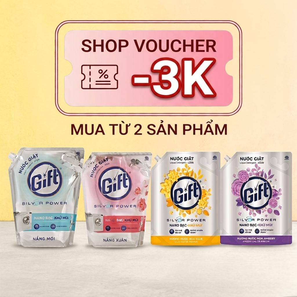 Nước giặt Gift khử mùi đa dạng hương túi 3.6kg