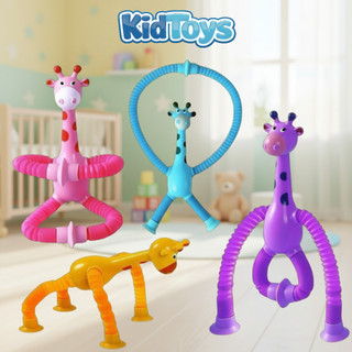 Đồ chơi 4 hươu cao cổ lò xo KidToys kéo dài có đèn LED – Vui nhộn cho bé
