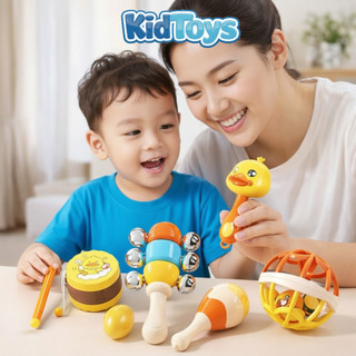 Xúc xắc vịt vàng KidToys – lục lạc gặm nướu an toàn cho bé 0-1 tuổi