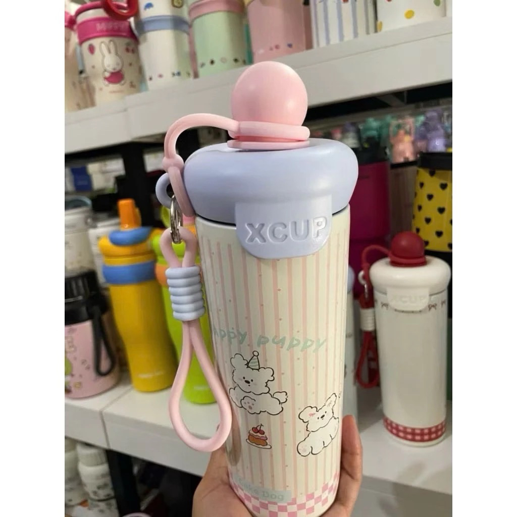 600ml Hoạt Hình Thời Trang Bằng Thép Không Gỉ 316 Có Ống Hút Di Động Người Lớn Bé Trai & Gái Học Sinh Chai Uống Có Dây