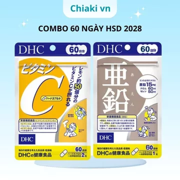 Combo DHC 60 ngày gồm viên uống Vitamin C gói 120 viên & Kẽm gói 60 viên Nhật Bản chính hãng