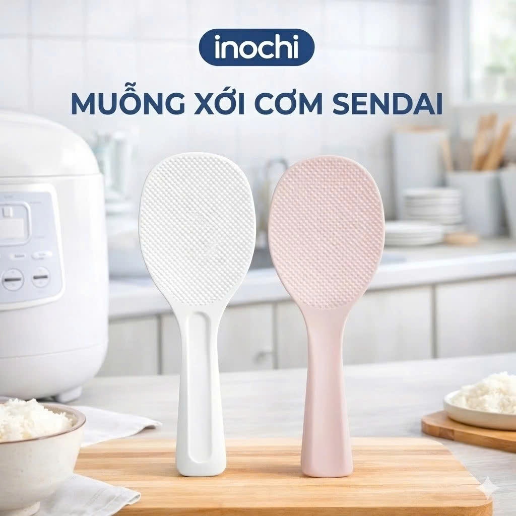 Muỗng Xới Cơm Chống Dính ,Thìa Xới Cơm Đế Đứng Sendai inochi Cao Cấp Tiêu Chuẩn Nhật Kháng Khuẩn | BigBuy360 - bigbuy360.vn