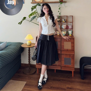 NAVIE - Chân váy xòe xếp ly MIRA phối 3 cúc thời trang nữ
