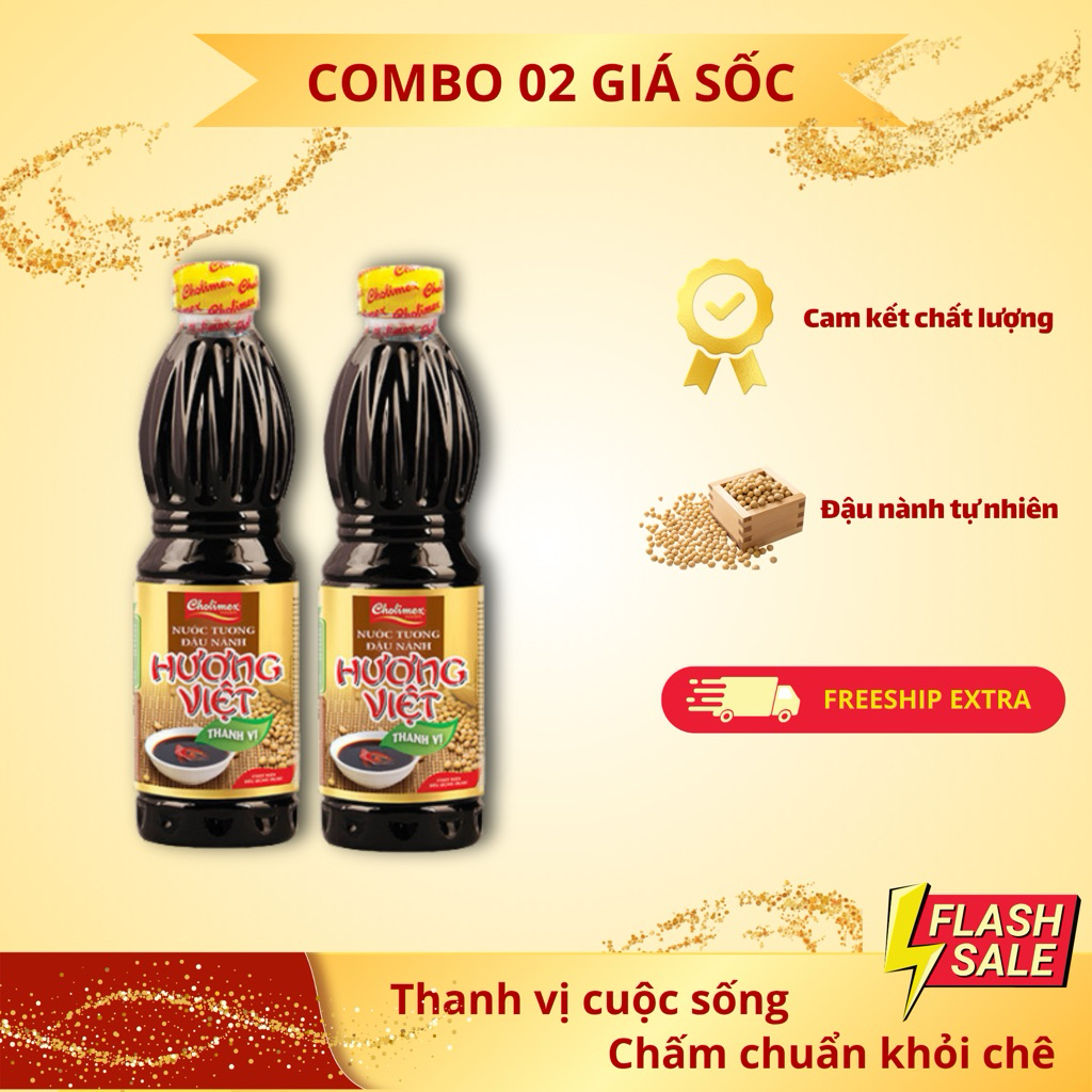 Combo 02 nước tương đậu nành Hương Việt 500ml [Giá siêu tiết kiệm]