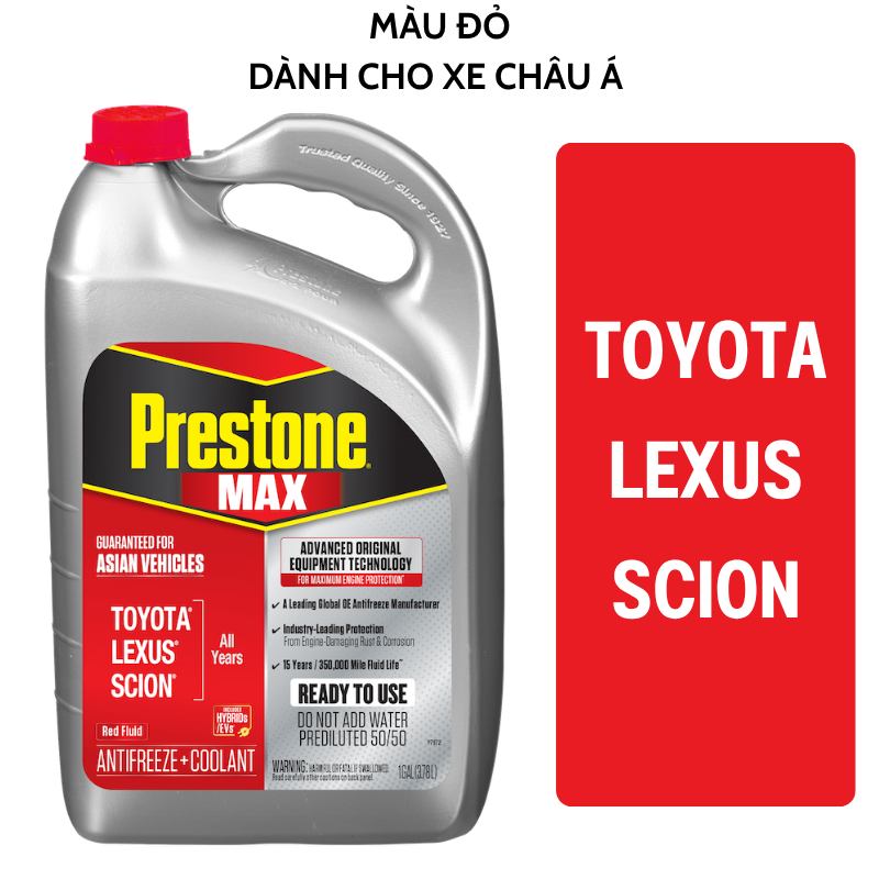 Nước Làm Mát Động Cơ PRESTONE MAX 50/50 Cao Cấp Dành Cho Các Loại Xe (3,78L) - Nhập Khẩu Mỹ