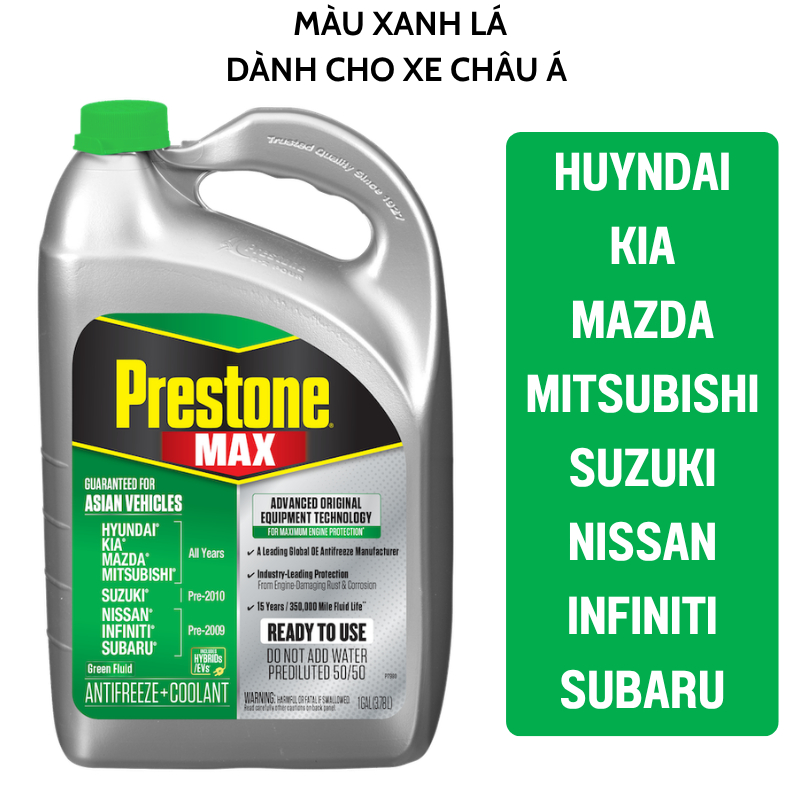 Nước Làm Mát Động Cơ PRESTONE MAX 50/50 Cao Cấp Dành Cho Các Loại Xe (3,78L) - Nhập Khẩu Mỹ