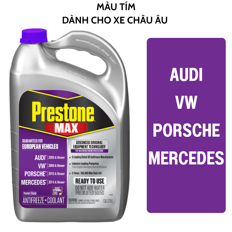 Nước Làm Mát Động Cơ PRESTONE MAX 50/50 Cao Cấp Dành Cho Các Loại Xe (3,78L) - Nhập Khẩu Mỹ