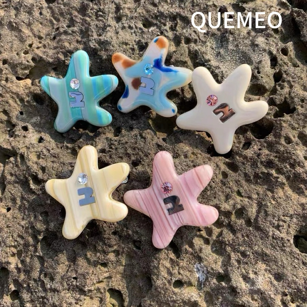 Kẹp Tóc Sao Biển Resin Han Meng Starfish QUEMEO Kẹp Tóc Mái đi Biển phong Cách Nhật Bản