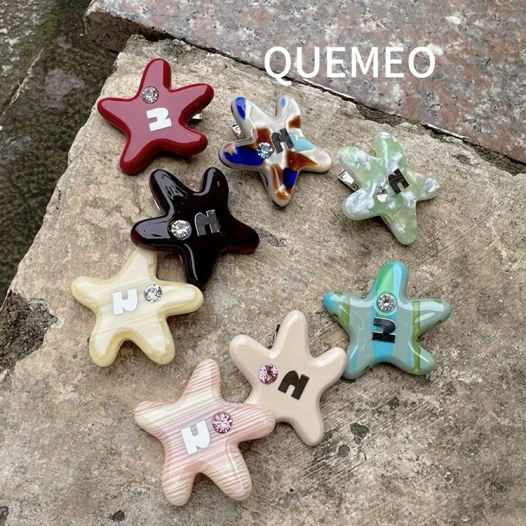 Kẹp Tóc Sao Biển Resin Han Meng Starfish QUEMEO Kẹp Tóc Mái đi Biển phong Cách Nhật Bản