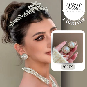 9LUX Khuyên tai tròn to viền đá sang chảnh 2.7cm ER39