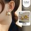 9LUX Khuyên tai chữ C sần cá tính phong cách Hàn Quốc CS05,Khuyên tai màu vàng sang chảnh