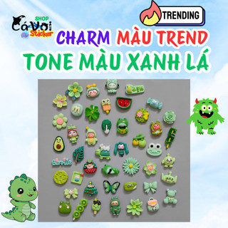 Set charm gắn dép trending theo tone màu- Tone màu xanh lá siêu đáng yêu