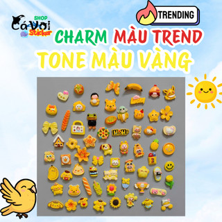 Set charm gắn dép trending theo tone màu- Tone màu vàng siêu đáng yêu
