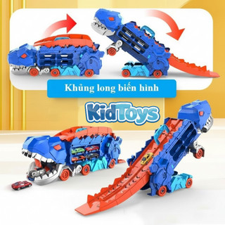 Đồ chơi xe khủng long nuốt ô tô KidToys – biến hình cầu trượt hấp dẫn cho bé